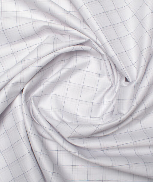 Siyaram's Men's  Poly Cotton Checks  Unstitched Shirting Fabric (White)