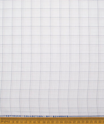 Siyaram's Men's  Poly Cotton Checks  Unstitched Shirting Fabric (White)