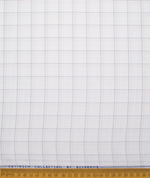 Siyaram's Men's  Poly Cotton Checks  Unstitched Shirting Fabric (White)