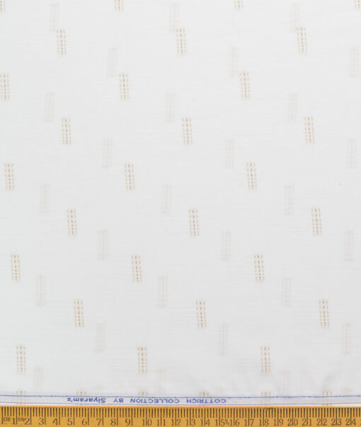 Siyaram's Men's Poly Cotton Self Design  Unstitched Wrinkle Free Shirting Fabric (White & Brown)