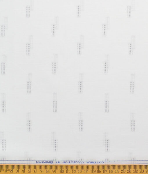 Siyaram's Men's Poly Cotton Self Design  Unstitched Wrinkle Free Shirting Fabric (White & Grey)