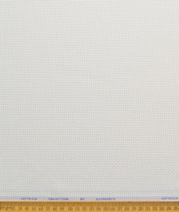 Siyaram's Men's Poly Cotton Self Design  Unstitched Wrinkle Free Shirting Fabric (White & Grey)