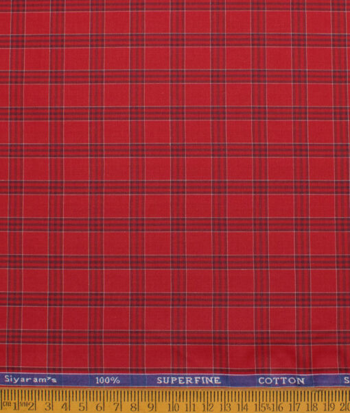 Siyaram's Men's  Superfine Cotton Checks  Unstitched Shirting Fabric (Red)