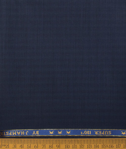 J.Hampstead Men's 50% Wool Super 130's Striped Unstitched Trouser Fabric (Dark Blue) - Image 2