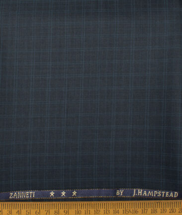 J.Hampstead Men's 50% Wool Super 130's Checks Unstitched Trouser Fabric (Dark Grey) - Image 2