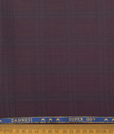 J.Hampstead Men's 50% Wool Super 130's Checks Unstitched Trouser Fabric (Dark Wine) - Image 2