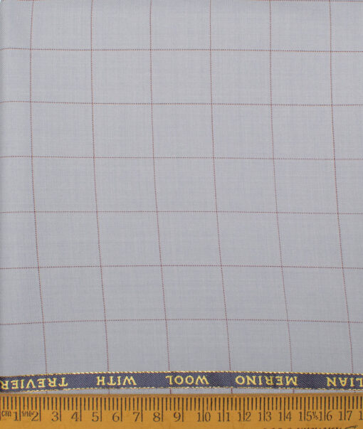 J.Hampstead Men's 60% Wool Super 140's Checks Unstitched Trouser Fabric (Sky Blue) - Image 2