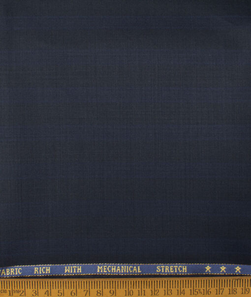 J.Hampstead Men's 60% Wool Super 140's Striped Unstitched Trouser Fabric (Dark Blue) - Image 2