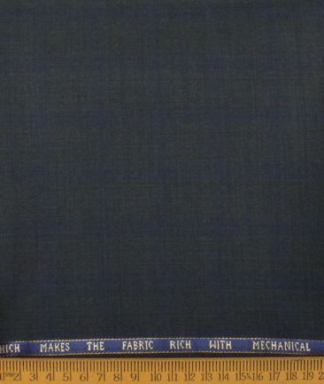 J.Hampstead Men's 60% Wool Super 140's Checks Unstitched Trouser Fabric (Dark Grey) - Image 2