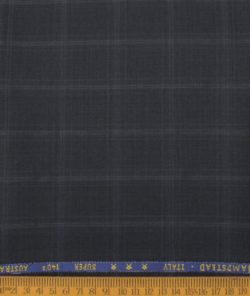 J.Hampstead Men's 60% Wool Super 140's Checks Unstitched Trouser Fabric (Blackish Grey) - Image 2