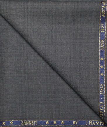 J.Hampstead Men's 60% Wool Super 140's Checks Unstitched Trouser Fabric (Grey)