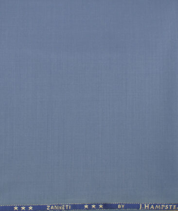J.Hampstead Men's 60% Wool Super 140's Solids Unstitched Trouser Fabric (Cerulean Blue) - Image 2
