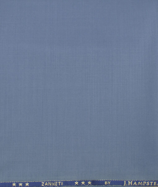 J.Hampstead Men's 60% Wool Super 140's Solids Unstitched Trouser Fabric (Cerulean Blue) - Image 2
