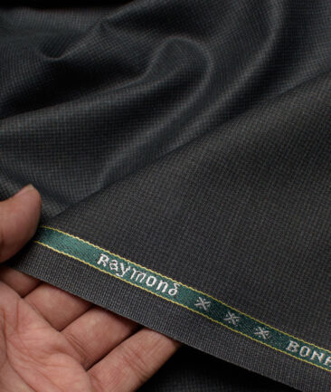 Raymond Men's Polyester Viscose  Houndstooth  Unstitched Suiting Fabric (Dark Grey)