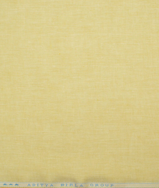 Cavallo by Linen Club Men's Cotton Linen Solids Unstitched Shirt or Kurta Fabric (Sweet Corn Yellow)