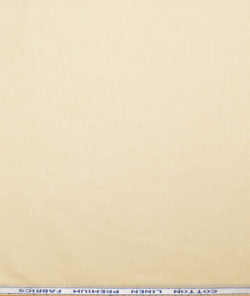 Solino Men's Cotton Linen Solids Unstitched Shirt or Kurta Fabric (Dairy Cream)