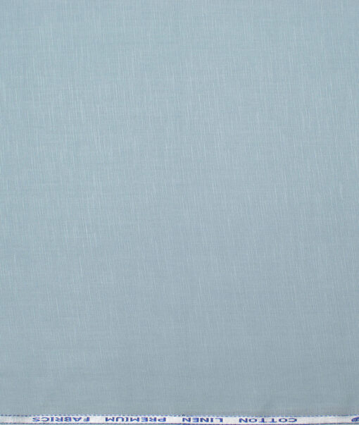 Solino Men's Cotton Linen Solids Unstitched Shirt or Kurta Fabric (Light Aqua Blue)