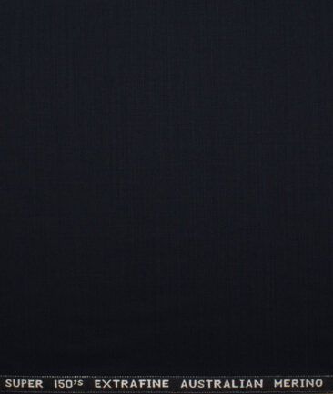 Cavalero Italy Men's 95% Wool Super 150's Solids  Unstitched Suiting Fabric (Dark Blue) - Image 4