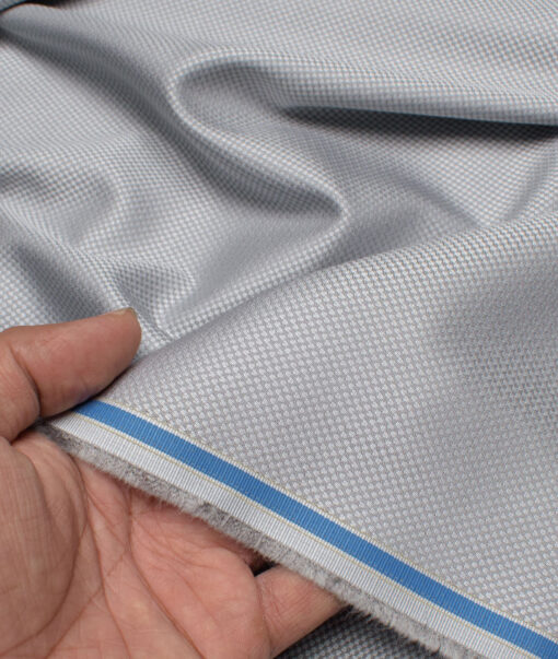 Italian Channel Men's Terry Rayon Structured  Unstitched Suiting Fabric (Silver Grey) - Image 2