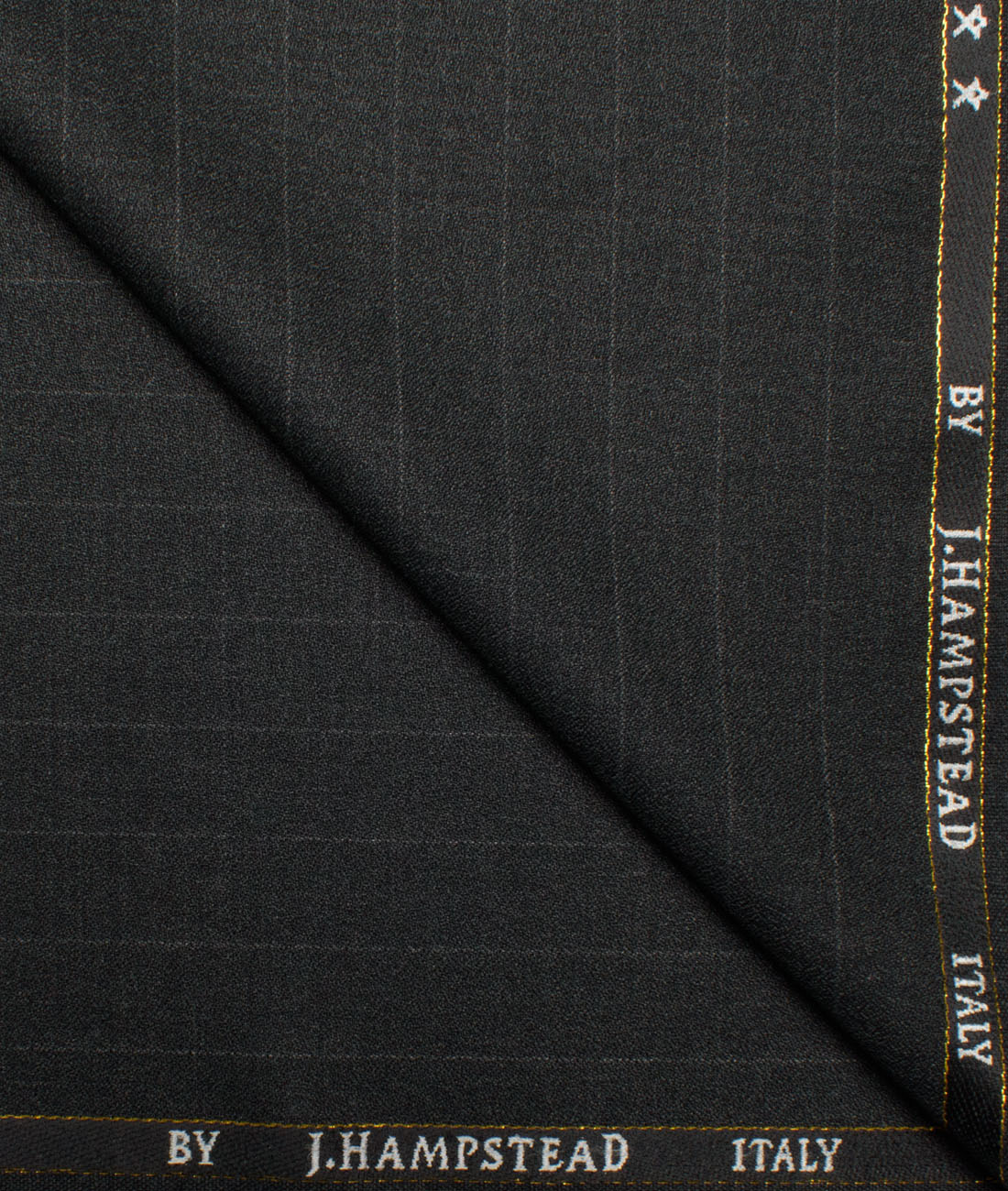 J.Hampstead Italy Men's 20% Wool Super 100's Striped Unstitched Suiting Fabric (Blackish Grey). J.Hampstead Italy Men's 20% Wool Super 100's Striped Unstitched Suiting Fabric (Blackish Grey).