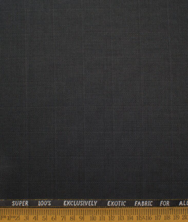 J.Hampstead Italy Men's 20% Wool Super 100's Checks  Unstitched Suiting Fabric (Dark Grey) - Image 4