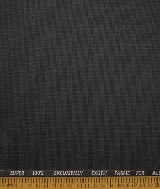 J.Hampstead Italy Men's 20% Wool Super 100's Checks  Unstitched Suiting Fabric (Dark Grey) - Image 4