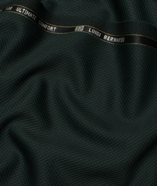 Luigi Bernardo Italy Men's 35% Wool Super 120's Structured  Unstitched Suiting Fabric (Dark Green).