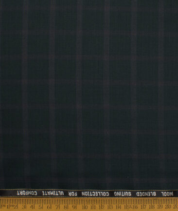 Luigi Bernardo Italy Men's 35% Wool Super 120's Checks  Unstitched Suiting Fabric (Dark Green) - Image 4