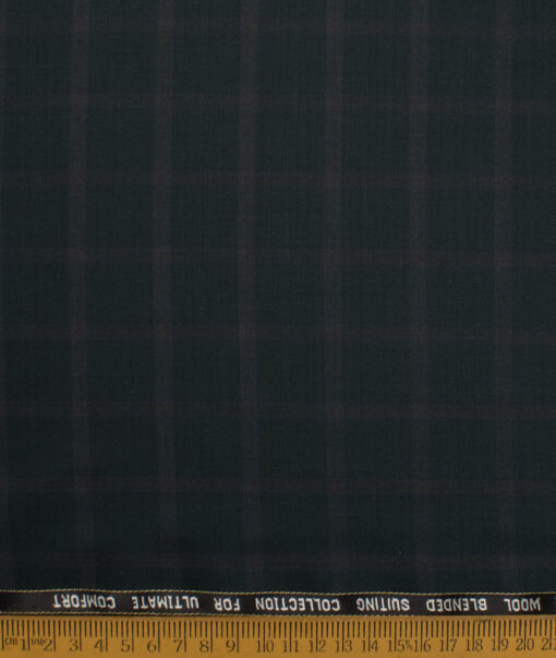 Luigi Bernardo Italy Men's 35% Wool Super 120's Checks  Unstitched Suiting Fabric (Dark Green) - Image 4