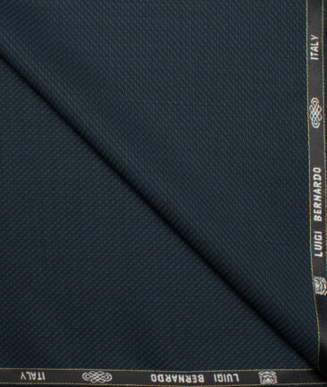 Luigi Bernardo Italy Men's 35% Wool Super 120's Structured  Unstitched Suiting Fabric (Dark Peacock Blue).