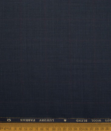 OCM Men's 25% Wool Super 120's Checks  Unstitched Suiting Fabric (Dark Blue) - Image 4