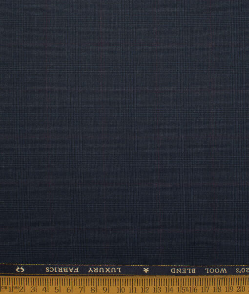 OCM Men's 25% Wool Super 120's Checks  Unstitched Suiting Fabric (Dark Blue) - Image 4