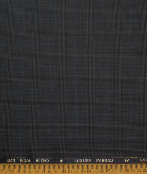 OCM Men's 25% Wool Super 120's Checks  Unstitched Suiting Fabric (Dark Grey) - Image 4