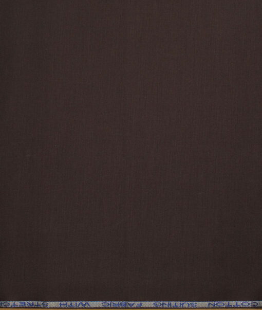 Raymond Men's Superfine Cotton  Solids  Unstitched Chinos / Trouser Fabric (Dark Chocolate Brown).