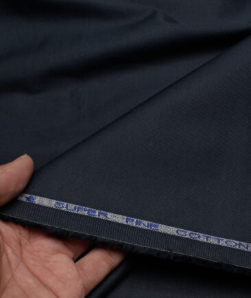Raymond Men's Superfine Cotton  Solids  Unstitched Chinos / Trouser Fabric (Dark Navy Blue).