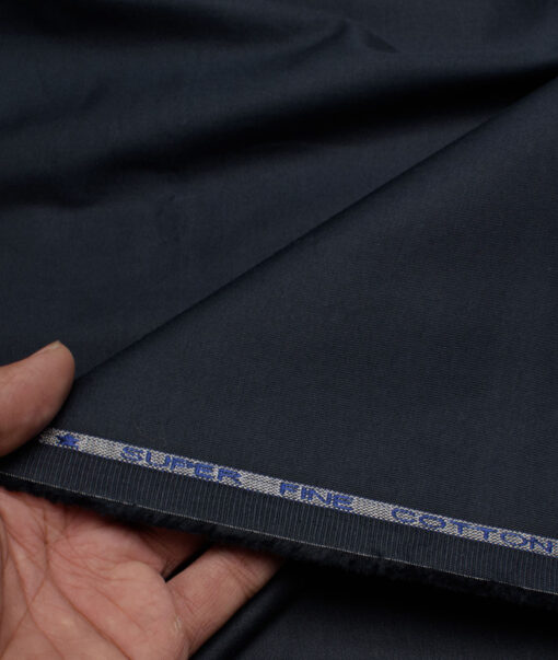 Raymond Men's Superfine Cotton  Solids  Unstitched Chinos / Trouser Fabric (Dark Navy Blue).