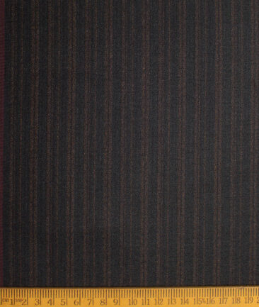 Fashion Flair Men's Terry Rayon  Striped  Unstitched Suiting Fabric (Black)