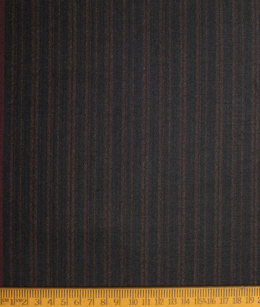 Fashion Flair Men's Terry Rayon  Striped  Unstitched Suiting Fabric (Black)
