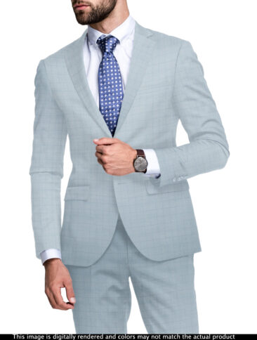 Fashion Flair Men's Terry Rayon  Checks  Unstitched Suiting Fabric (Sky Blue)