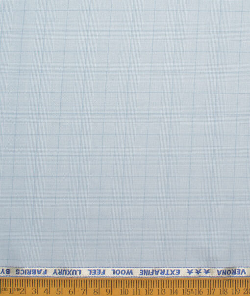 Fashion Flair Men's Terry Rayon  Checks  Unstitched Suiting Fabric (Sky Blue)