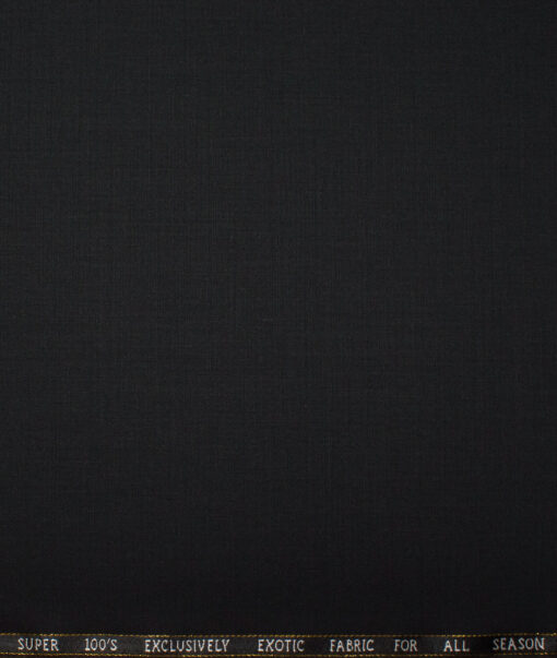 J.Hampstead Italy Men's 20% Wool Super 100's Solids  Unstitched Suiting Fabric (Jet Black)