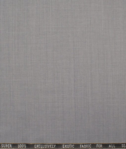 J.Hampstead Italy Men's 20% Wool Super 100's Self Design  Unstitched Suiting Fabric (Light Worsted Grey)