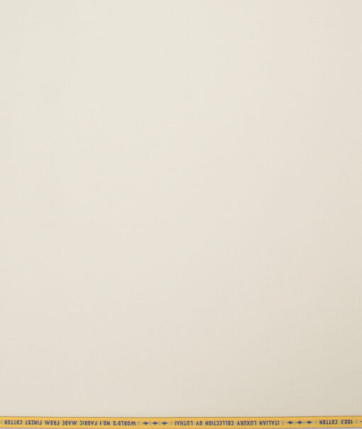 Luthai Men's  Cotton Solids  Unstitched Shirting Fabric (Cream)