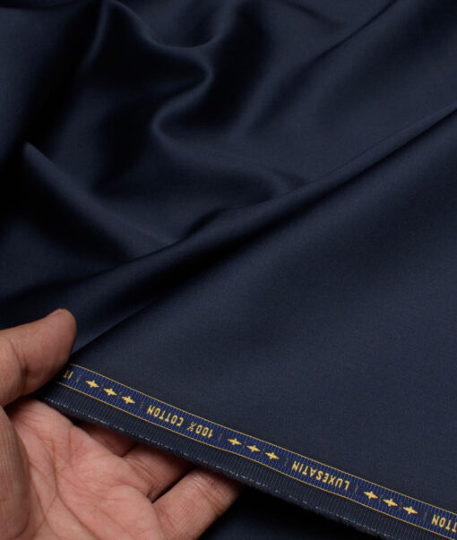 Luthai Men's  Cotton Solids  Unstitched Shirting Fabric (Dark Royal Blue)