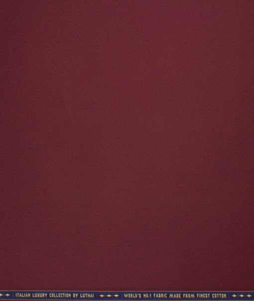 Luthai Men's  Cotton Solids  Unstitched Shirting Fabric (Dark Wine)