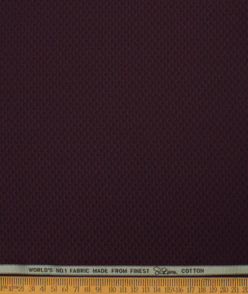 Luthai Men's  Supima Cotton Structured  Unstitched Shirting Fabric (Dark Wine)