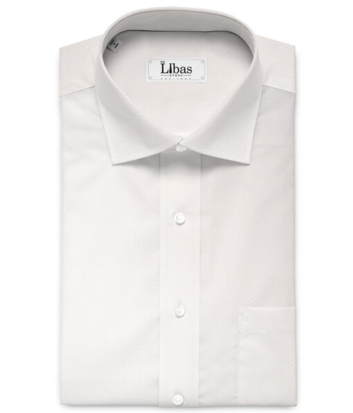 Luthai Men's  Supima Cotton Structured  Unstitched Shirting Fabric (White)