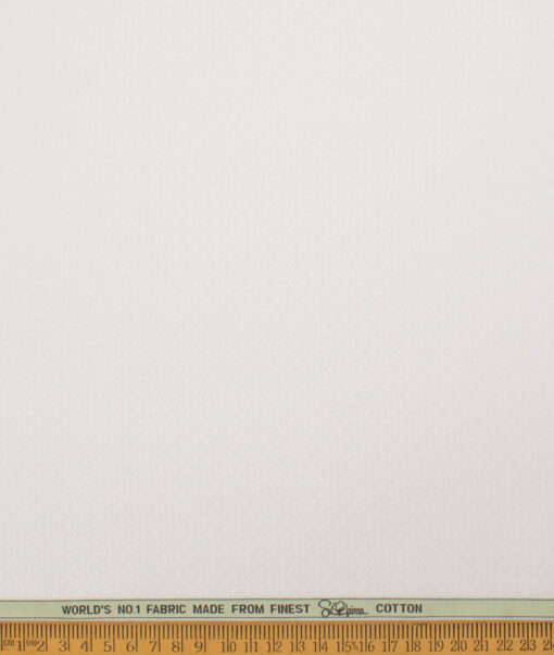 Luthai Men's  Supima Cotton Structured  Unstitched Shirting Fabric (White)