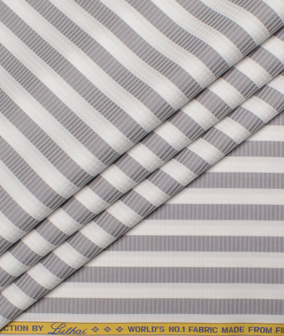 Luthai Men's Supima Cotton Striped Unstitched Shirting Fabric (White & Grey) Luthai Men's Supima Cotton Striped Unstitched Shirting Fabric (White & Grey)