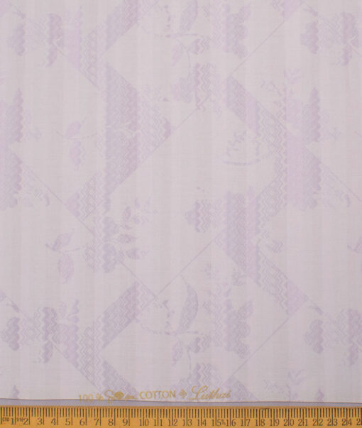 Luthai Men's  Supima Cotton Self Design  Unstitched Shirting Fabric (Light Purple)